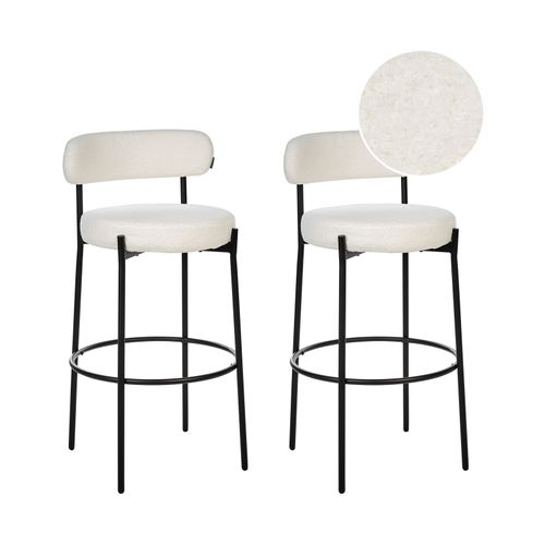 Tabouret De Bar Set De 2 Bouclé Blanc Allison