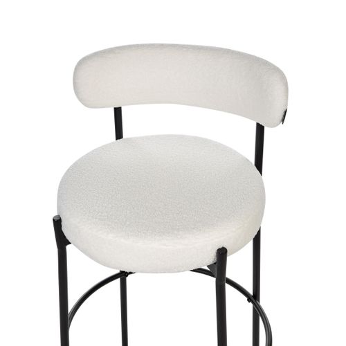 Tabouret De Bar Set De 2 Bouclé Blanc Allison