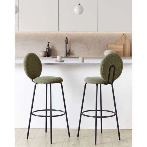 Tabouret De Bar Set De 2 Bouclé Vert Foncé Emery