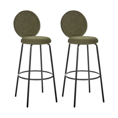 Tabouret De Bar Set De 2 Bouclé Vert Foncé Emery