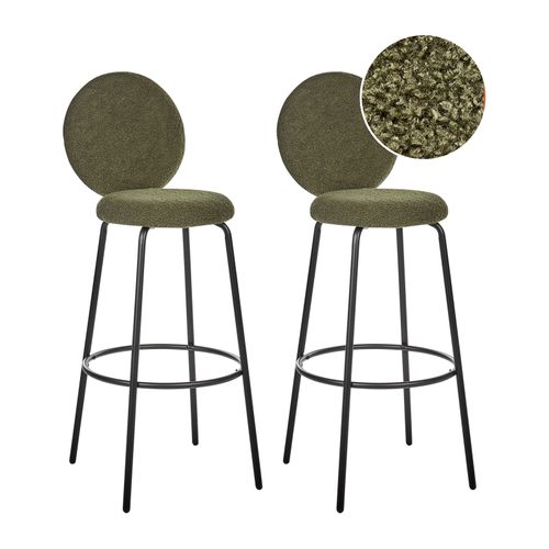 Tabouret De Bar Set De 2 Bouclé Vert Foncé Emery
