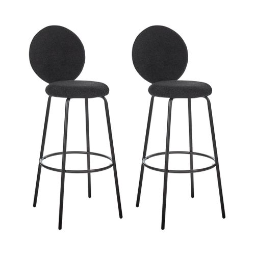 Tabouret De Bar Set De 2 Bouclé Noir Emery