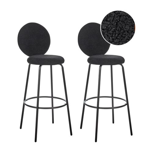 Tabouret De Bar Set De 2 Bouclé Noir Emery