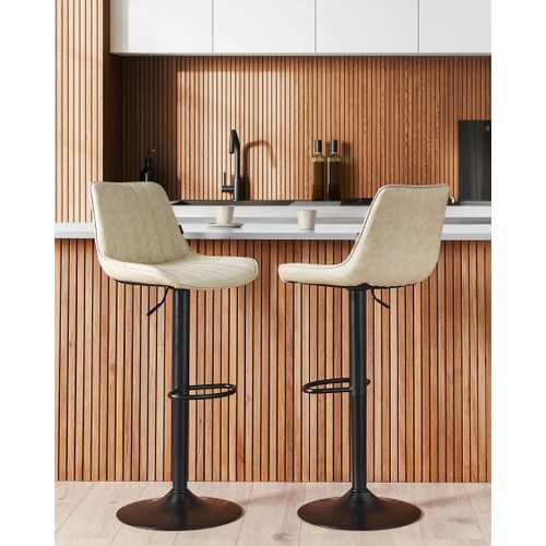 Tabouret De Bar Set De 2 Cuir Pu Beige Clair Dubrovnik
