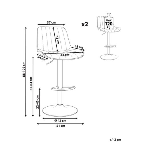 Tabouret De Bar Set De 2 Cuir Pu Beige Clair Dubrovnik