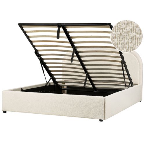 Lit Ottoman Bouclé Quillien 140 X 200 Cm Beige Clair