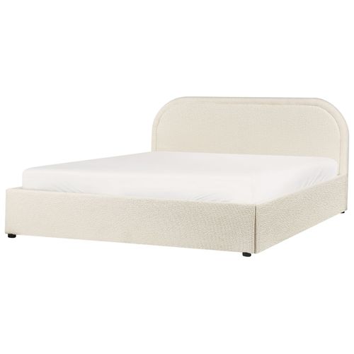 Lit Ottoman Bouclé Quillien 160 X 200 Cm Beige Clair