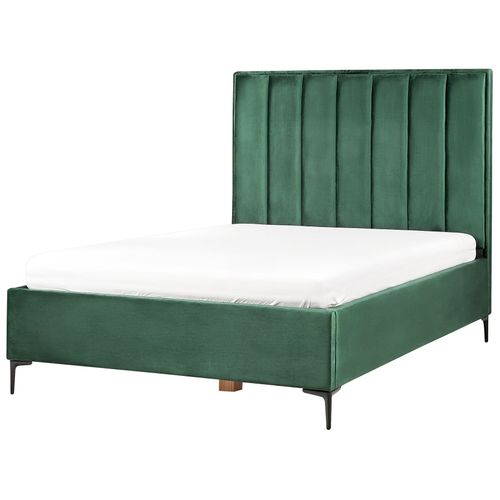 Ensemble De Chambre En Velours Vert Foncé Avec Lit Double 140 X 200 Cm Sezanne