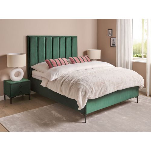 Ensemble De Chambre En Velours Vert Foncé Avec Lit Double 140 X 200 Cm Sezanne