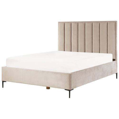 Lit Avec Coffre En Velours Taupe 160 X 200 Cm Sezanne