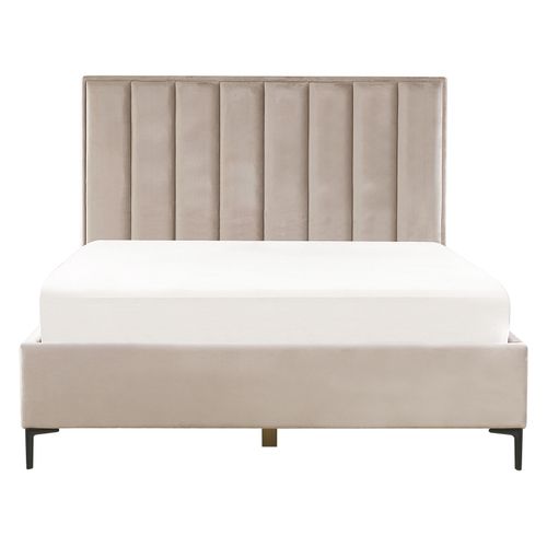 Lit Avec Coffre En Velours Taupe 160 X 200 Cm Sezanne