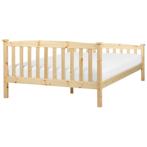 Lit Avec Sommier Bois De Pin Giverny 140 X 200 Cm Marron Clair