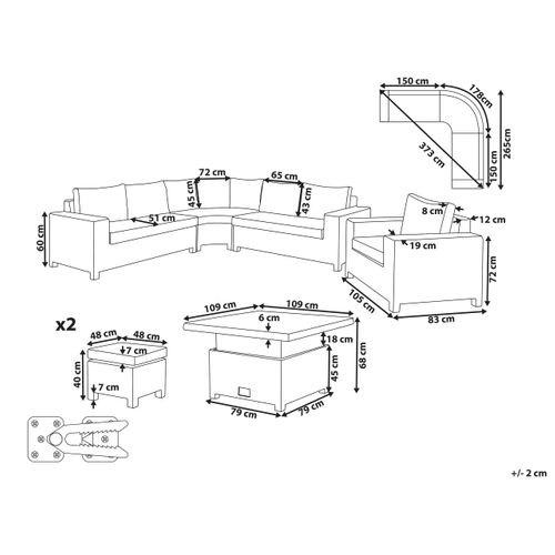 Set De Salon Symétrique Polyrotin Gris Teglio