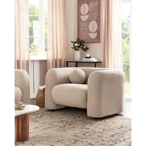 Bouclé Fauteuil Beige Leiren