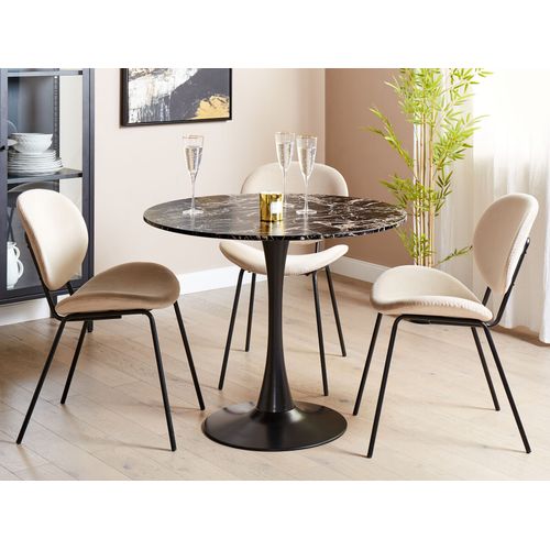 Table De Salle à Manger D 90 Cm Effet Marbre Noire Et Dorée Boca