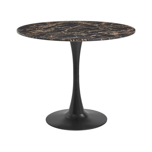 Table De Salle à Manger D 90 Cm Effet Marbre Noire Et Dorée Boca