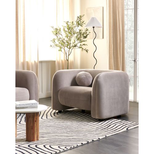 Velours Fauteuil Taupe Leiren