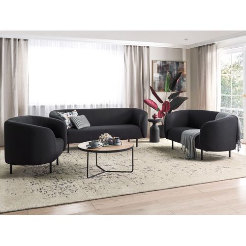 Canapé 2 Places En Tissu Noir Loen