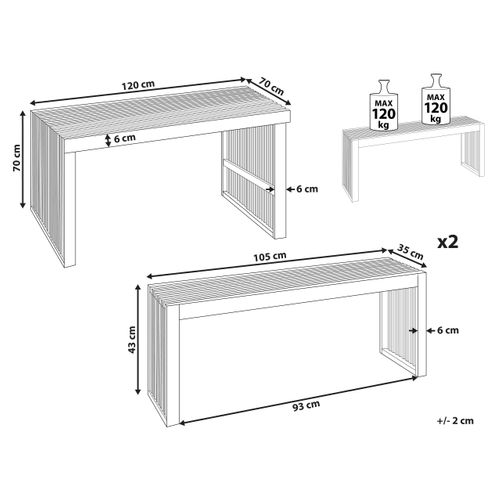Set De Salle à Manger Bois Solide Bois Clair Bellano