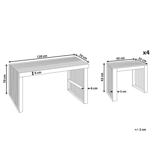 Set De Salle à Manger Bois Solide Bois Clair Bellano