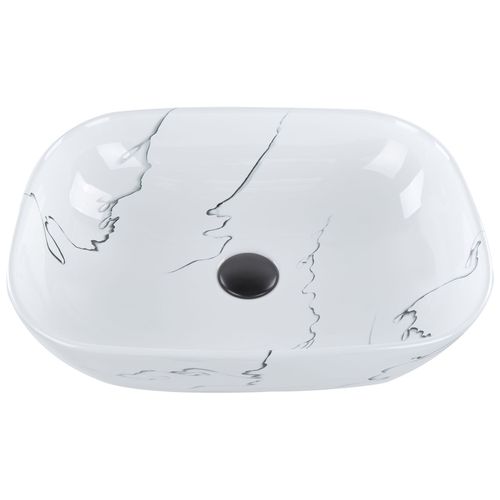 Lavabo En Céramique Effet Marbre 47 X 34 Cm Blanc Hopi