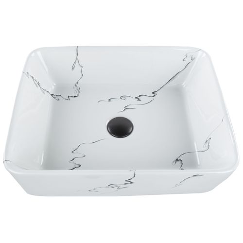 Lavabo En Céramique Effet Marbre 49 X 38 Cm Blanc Hopi