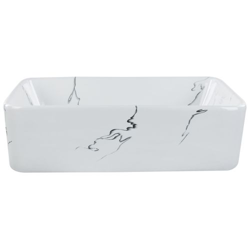 Lavabo En Céramique Effet Marbre 49 X 38 Cm Blanc Hopi