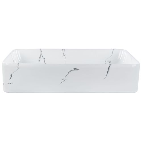 Lavabo En Céramique Effet Marbre 51 X 34 Cm Blanc Hopi