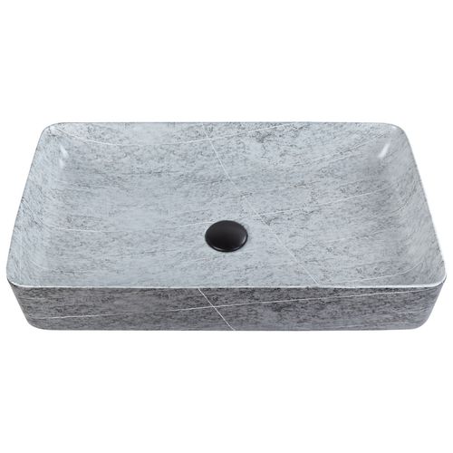 Lavabo En Céramique 61 X 35 Cm Effet Granite Gris Artaj