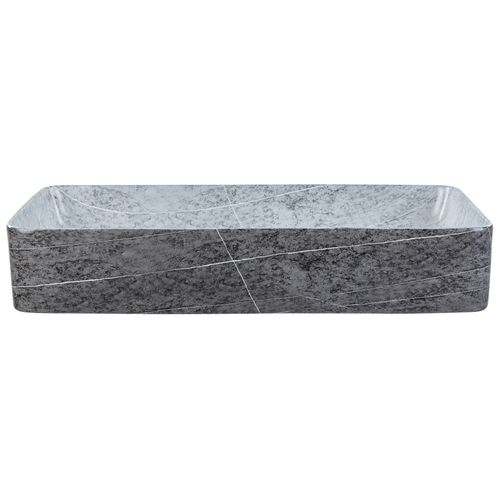 Lavabo En Céramique 61 X 35 Cm Effet Granite Gris Artaj
