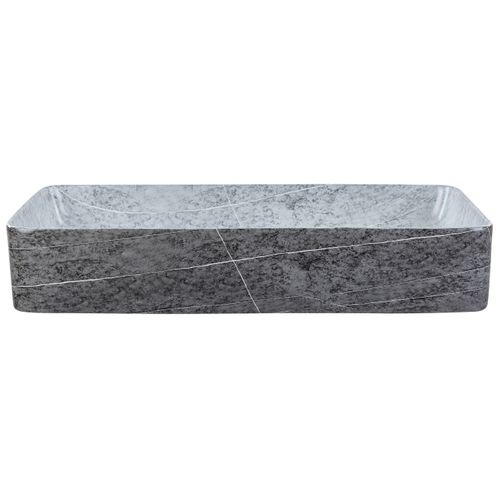 Lavabo En Céramique 61 X 35 Cm Effet Granite Gris Artaj