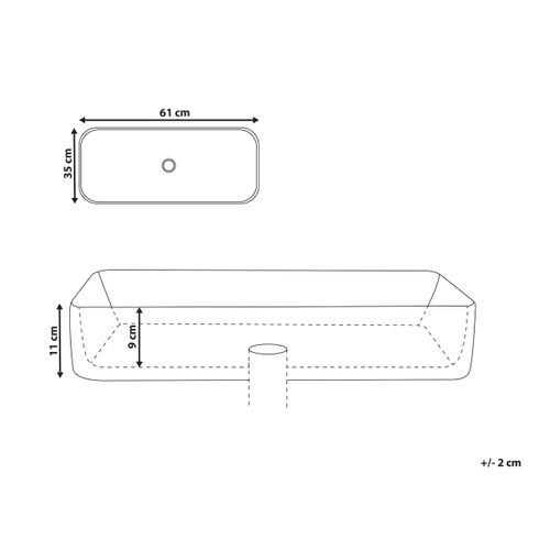 Lavabo En Céramique 61 X 35 Cm Effet Granite Gris Artaj