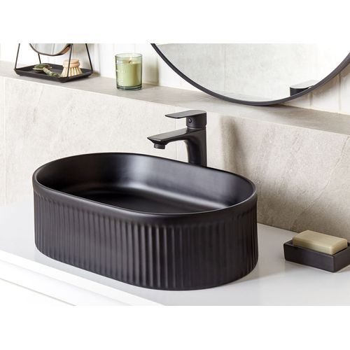 Lavabo En Céramique 49 X 31 Cm Noir Geldo
