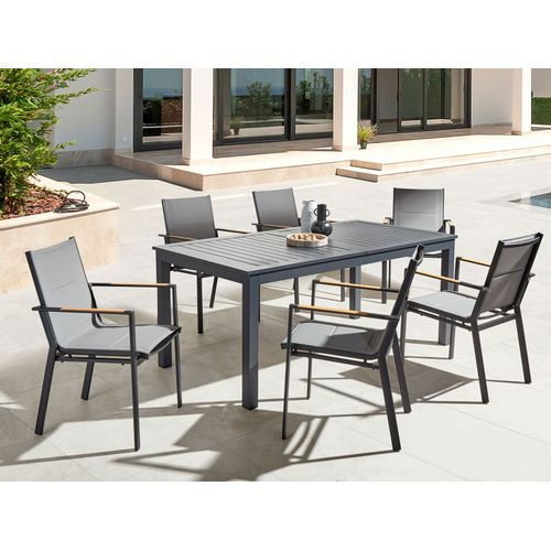 Table De Jardin 180/240 X 90 Cm Matériaux Synthétiques Gris Foncé Skaloma