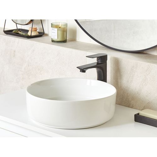 Lavabo En Céramique Rond 36 Cm Blanc Calig