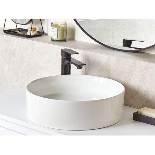 Lavabo En Céramique Rond 40 Cm Blanc Tebar