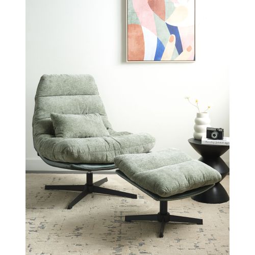 Fauteuil Pivotant Tovik Tissu Chenille Vert Clair