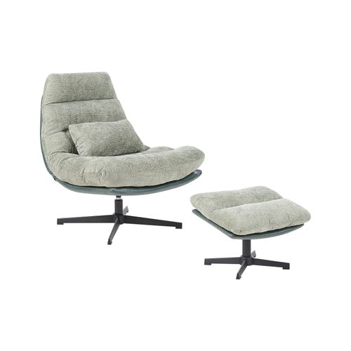 Fauteuil Pivotant Tovik Tissu Chenille Vert Clair