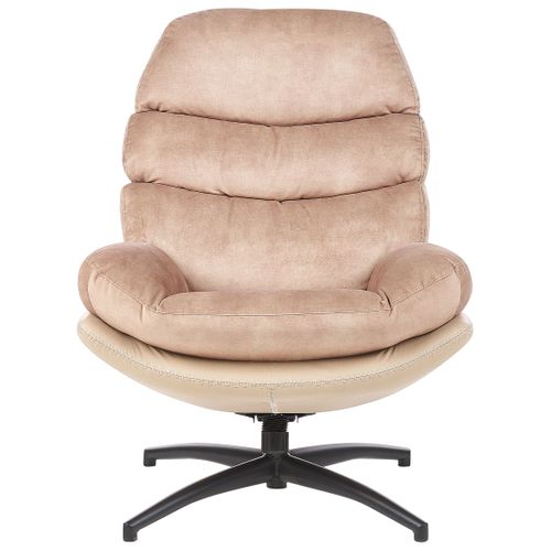 Velours Chaise Avec Repose-pied Beige Sable Eide