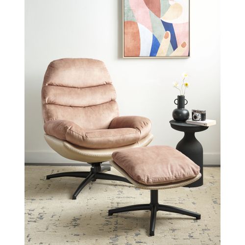 Velours Chaise Avec Repose-pied Beige Sable Eide