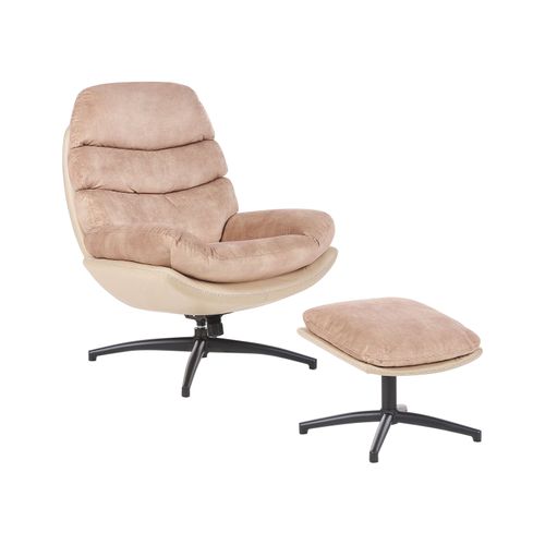 Velours Chaise Avec Repose-pied Beige Sable Eide