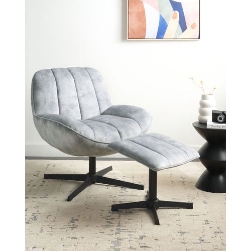 Fauteuil Pivotant Lia Velours Gris Clair