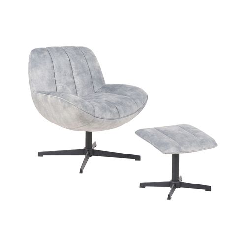 Fauteuil Pivotant Lia Velours Gris Clair