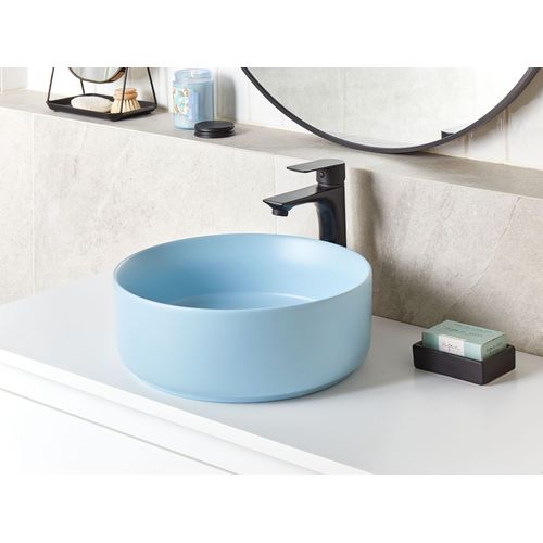 Lavabo En Céramique D 37 Cm Bleu Gudar