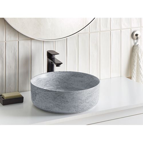 Lavabo En Céramique Effet Granite D 37 Cm Gris Gudar
