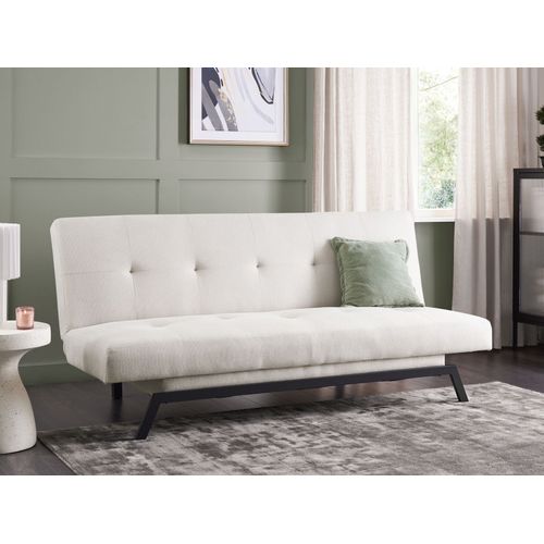 Canapé Convertible 3 Places En Tissu Blanc Cassé Leeds
