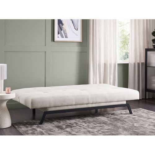 Canapé Convertible 3 Places En Tissu Blanc Cassé Leeds