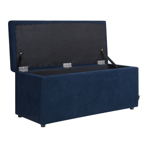 Pouf Avec Rangement En Tissu Bleu Marine Orem