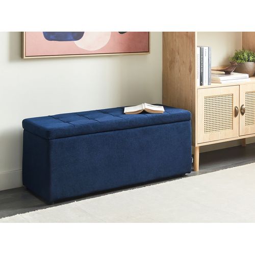 Pouf Avec Rangement En Tissu Bleu Marine Orem
