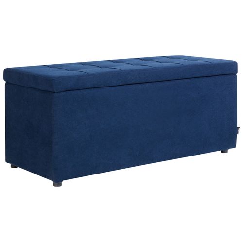 Pouf Avec Rangement En Tissu Bleu Marine Orem